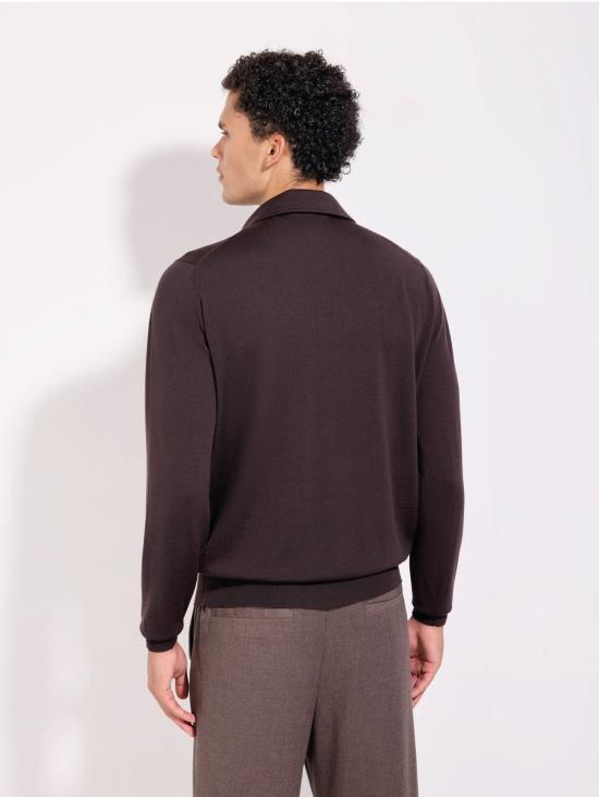 26FW 필리포 드 로렌티스 스웨터 Merinos Caffè의 폴로 콘 콜로 파라몬타투라(Polo con Collo Paramontatura) - FILIPPO DE LAURENTIIS