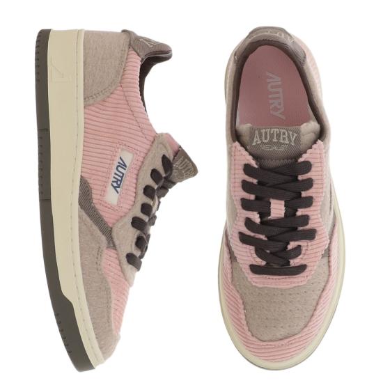 26FW 오트리 메달리스트 로우 레더 스니커즈 AULWV101VELVSLICANV PINKCHOCO Multicolor - AUTRY