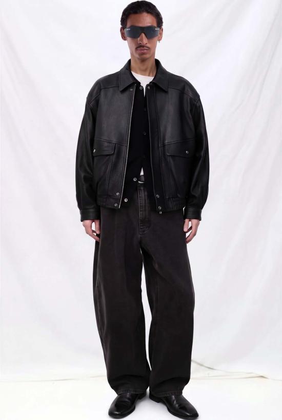  던스트 데님 팬츠 머드 릴렉스드 커브드 와이드 진 - DUNST
