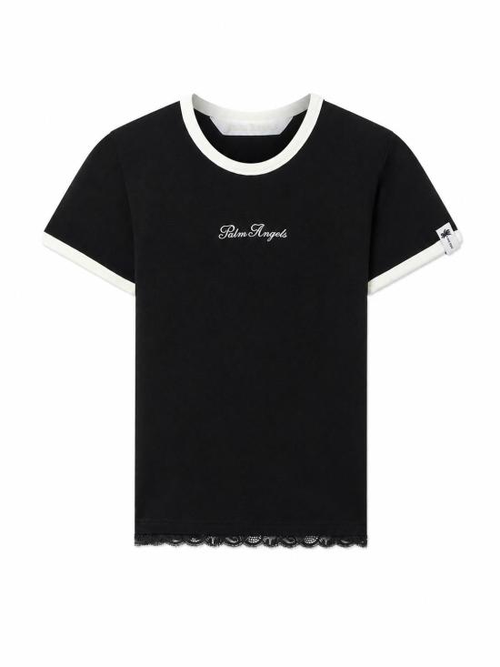 26FW 팜앤젤스 반팔 티셔츠 PAWAA004JR006 1003 BLACK OFF WHITE