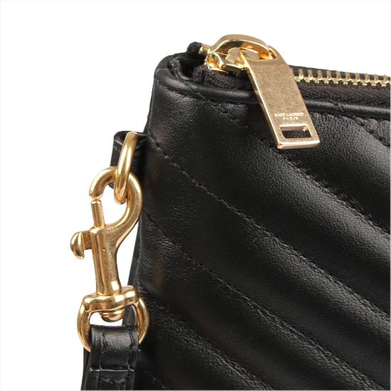 26FW 생로랑 마틀라세 레더 골드 모노그램 도큐먼트 홀더 440222CWU01 1000 NERO - SAINT LAURENT