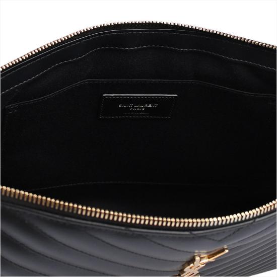 26FW 생로랑 마틀라세 레더 골드 모노그램 도큐먼트 홀더 440222CWU01 1000 NERO - SAINT LAURENT