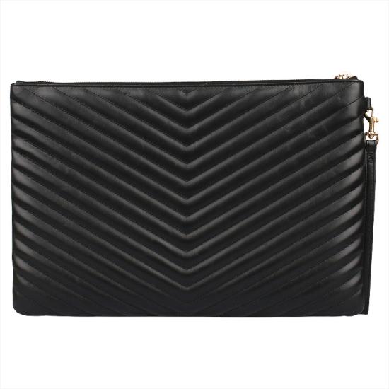26FW 생로랑 마틀라세 레더 골드 모노그램 도큐먼트 홀더 440222CWU01 1000 NERO - SAINT LAURENT