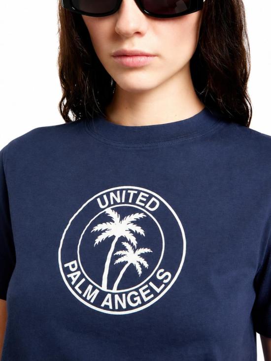 26FW 팜앤젤스 반팔 티셔츠 PAWAA006JR006 6460 NAVY BLUE OFF WHITE - PALM ANGELS