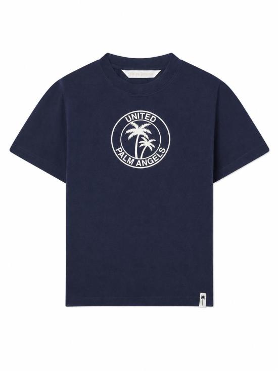 26FW 팜앤젤스 반팔 티셔츠 PAWAA006JR006 6460 NAVY BLUE OFF WHITE
