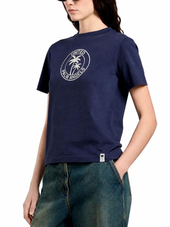 26FW 팜앤젤스 반팔 티셔츠 PAWAA006JR006 6460 NAVY BLUE OFF WHITE - PALM ANGELS