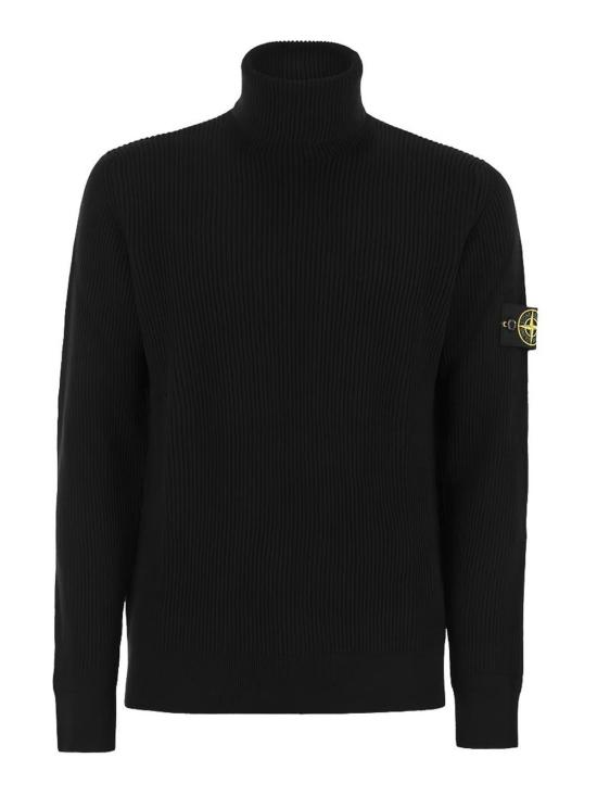 26FW 스톤 아일랜드 슬리브 로고 패치 하이 칼라 스웨터 L2S155100052S00C2V0029 BLACK