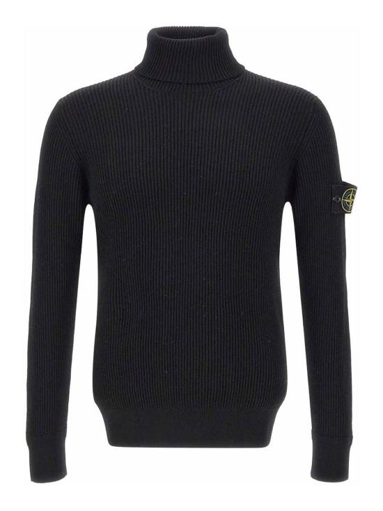 26FW 스톤 아일랜드 슬리브 로고 패치 하이 칼라 스웨터 L2S155100052S00C2V0029 BLACK - STONE ISLAND