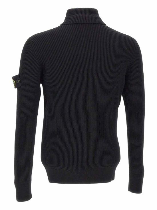 26FW 스톤 아일랜드 슬리브 로고 패치 하이 칼라 스웨터 L2S155100052S00C2V0029 BLACK - STONE ISLAND