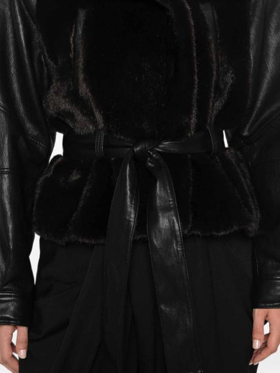 26FW 발렌티니 1972 자켓 4145FAUXLEATHERECOMINKBLK BLACK - VALENTINI 1972