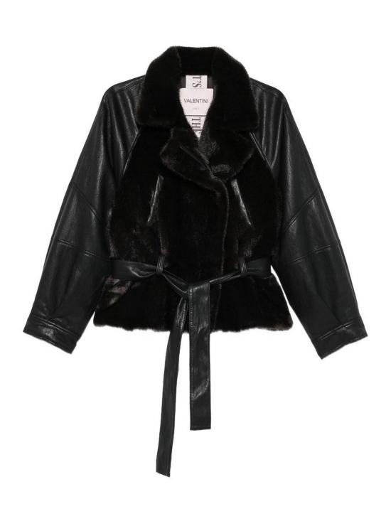 26FW 발렌티니 1972 자켓 4145FAUXLEATHERECOMINKBLK BLACK