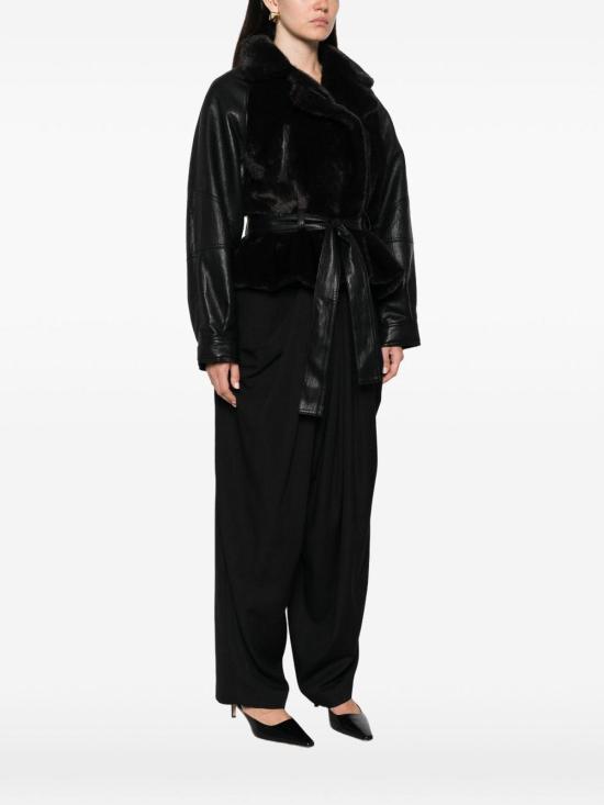 26FW 발렌티니 1972 자켓 4145FAUXLEATHERECOMINKBLK BLACK - VALENTINI 1972