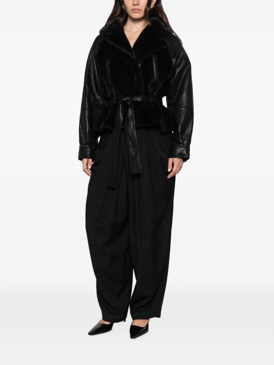 26FW 발렌티니 1972 자켓 4145FAUXLEATHERECOMINKBLK BLACK - VALENTINI 1972
