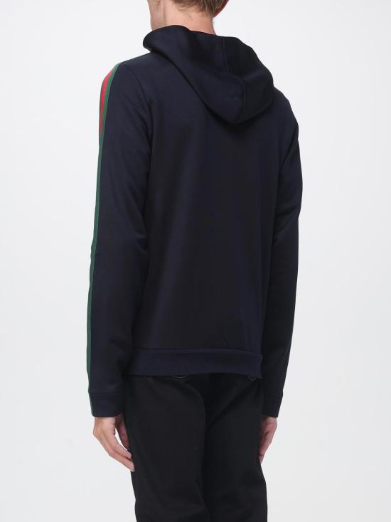 26FW 구찌 웹 실크 코튼 저지 지퍼 재킷 웹 실크 코튼 저지 지퍼 재킷 872244XJH0N 4816 Navy - GUCCI