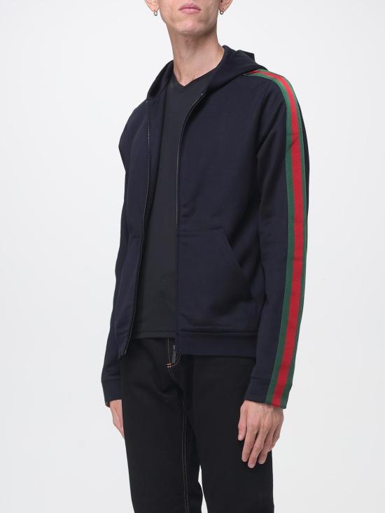 26FW 구찌 웹 실크 코튼 저지 지퍼 재킷 웹 실크 코튼 저지 지퍼 재킷 872244XJH0N 4816 Navy - GUCCI