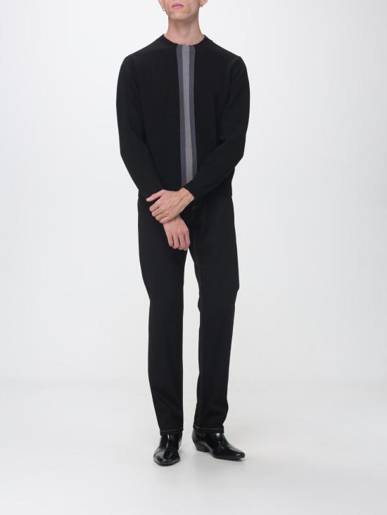 26FW 구찌 스트라이프 디테일 크루넥 울 스웨터 864572XKFG6 1062 Black - GUCCI