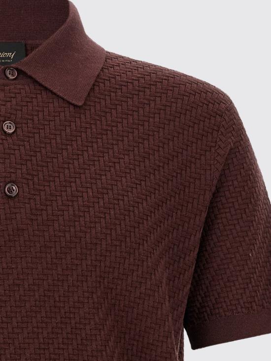 26FW 브리오니 코튼 실크 캐시미어 트라마 위브 폴로 셔츠 UMR20OPAK22 5100 Violet - BRIONI