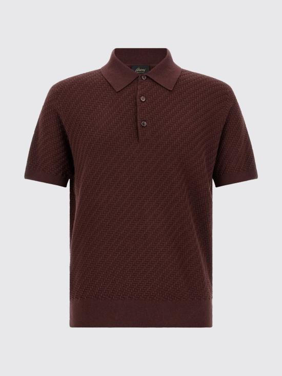 26FW 브리오니 코튼 실크 캐시미어 트라마 위브 폴로 셔츠 UMR20OPAK22 5100 Violet - BRIONI