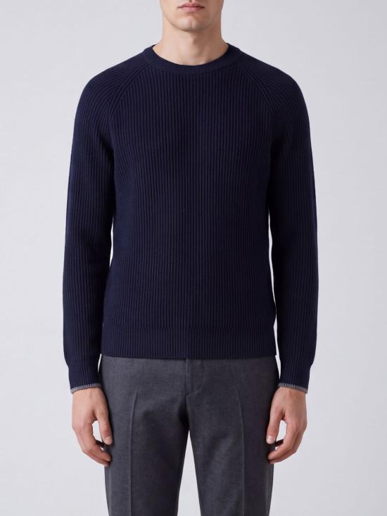 26FW 브루넬로 쿠치넬리 골지 니트 캐시미어 스웨터 M2274100 CW425 Blue