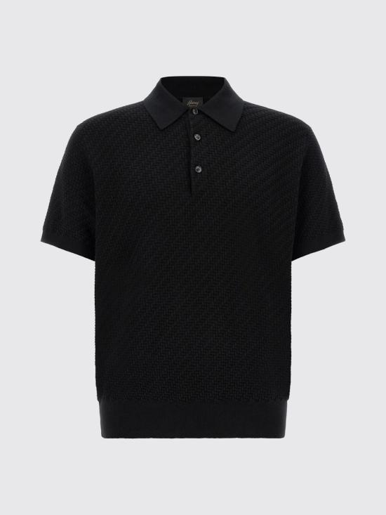 26FW 브리오니 코튼 실크 캐시미어 트라마 위브 폴로 셔츠 UMR20OPAK22 1000 Black - BRIONI