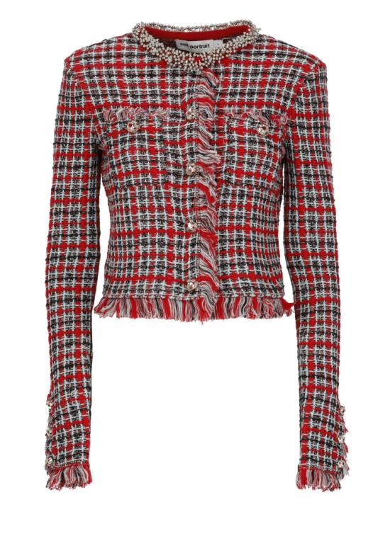 26FW 셀프 포트레이트 자켓 AW26146JRRED CHECK FRAYEDRED Multicolor