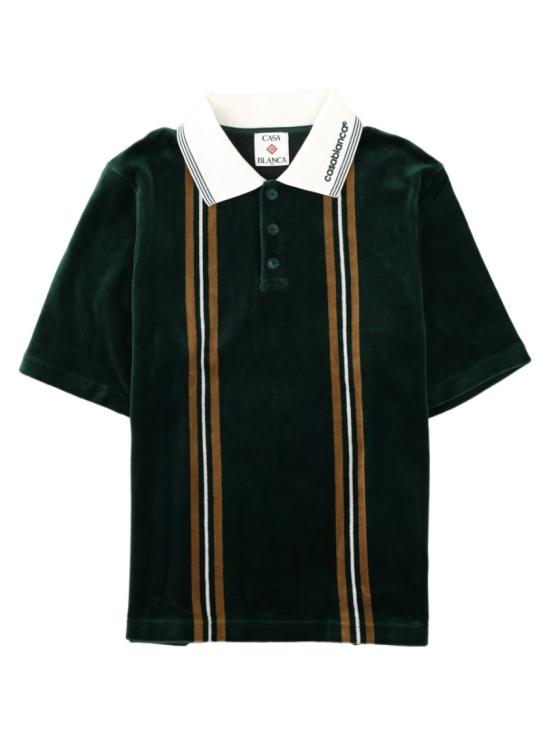 26FW 카사블랑카 폴로 티셔츠 M AW26 JTP 555 01GREEN BROWN OFF WHITE Black
