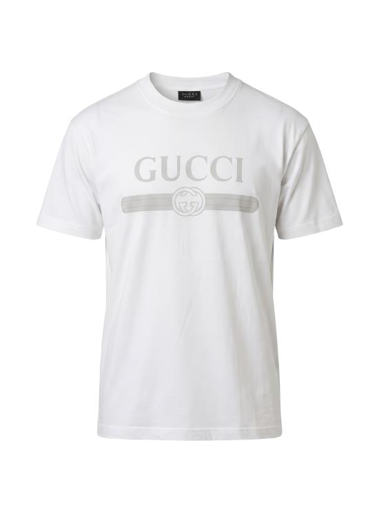 26FW 구찌 웹 스트라이프 프린트 코튼 티셔츠 A0095JXJH5Y9066 WHITE