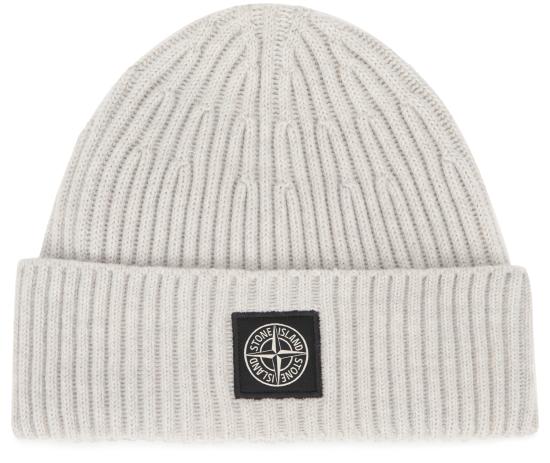 26FW 스톤 아일랜드 컴퍼스 로고 패치 풀 립 RWS 울 비니 N100002S00C3V0M95 light gray - STONE ISLAND