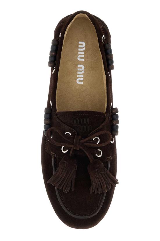  미우미우 스웨이드 데크 슈즈 5D518EF005054 F0003 BROWN - MIU MIU