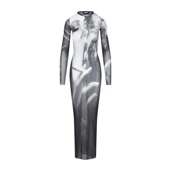 26FW 장 폴 고티에 롱 원피스 2604WDR191M031P 000201 BLACKE GREY - JEAN PAUL GAULTIER