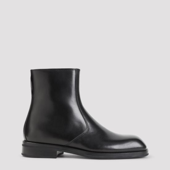26FW 르메르 지퍼 앵클 샤이니 레더 부츠 FO0236 LL0106 BK999 BLACK
