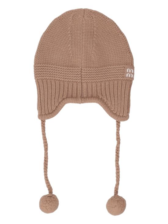  미우미우 로고 캐시미어 폼폼 이어플랩 5HC324 2F8S F0040 CAMEL BROWN DOM