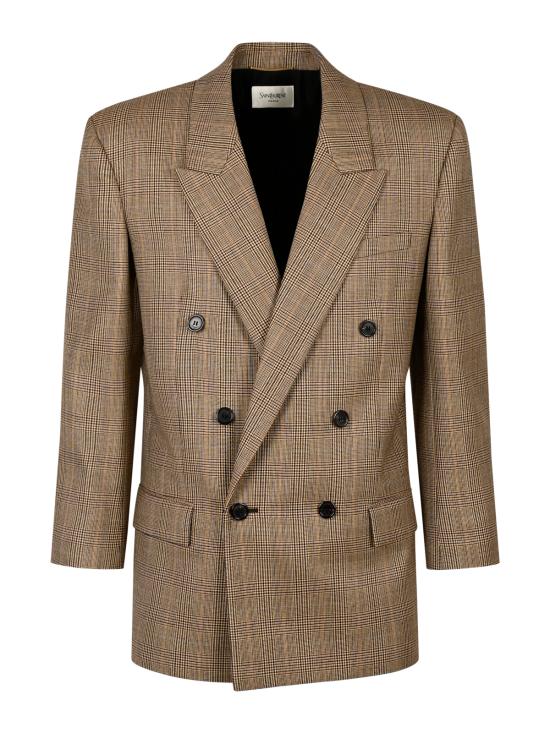 26FW 생로랑 더블 브레스티드 울 블레이저 871065 Y3L612242 BEIGE MARRON MARINE