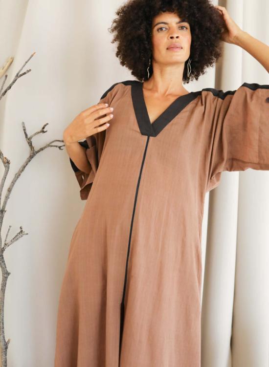  시크 콜렉티브 롱 원피스 Seek Collective Rhadika Caftan Mocha/Black - SEEK COLLECTIVE