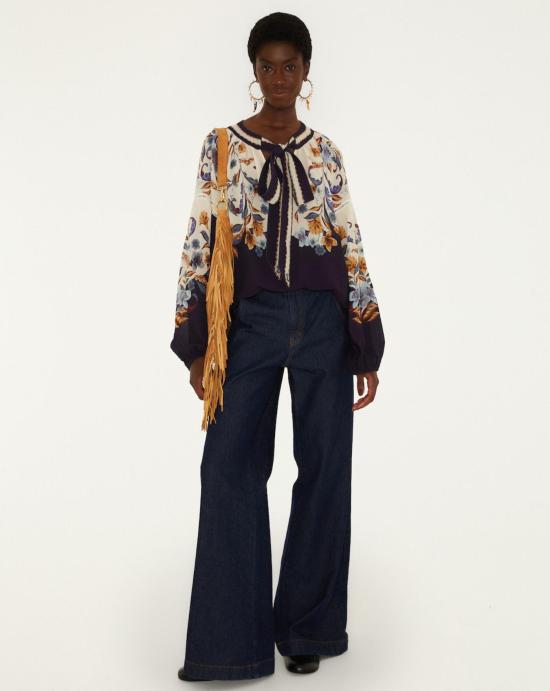  팜 리오 블라우스 366772 26051 GOLDEN NATURE NAVY - FARM RIO