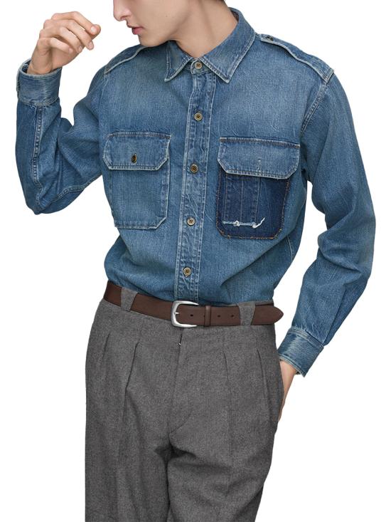  마르지엘라 셔츠 01a03d6a ed73 7451 b47a 6526c1516d41 BLUE - MAISON MARGIELA