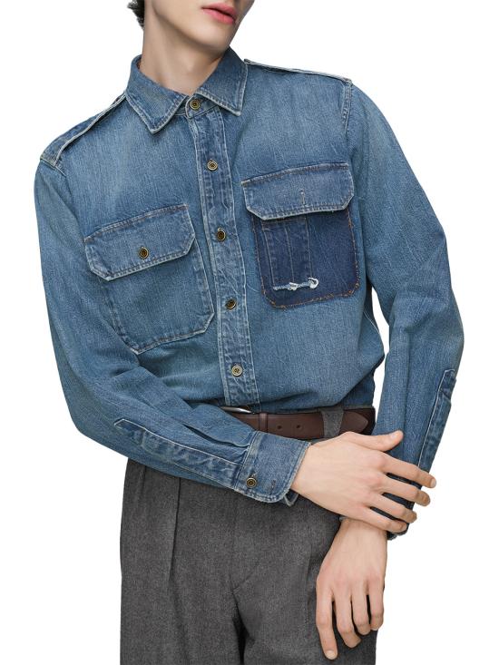  마르지엘라 셔츠 01a03d6a ed73 7451 b47a 6526c1516d41 BLUE - MAISON MARGIELA
