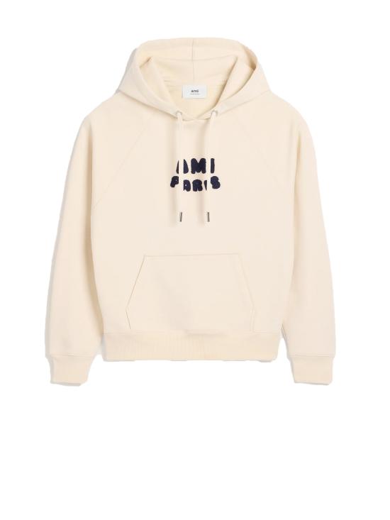  아미 파리 로고패치 후드 티셔츠 USW275 747 136 WHITE CREAM