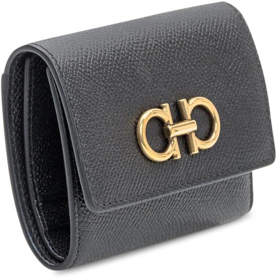 26FW 살바토레 페라가모 간치니 3폴드 반지갑 220862 779894 BLACK DOM - SALVATORE FERRAGAMO