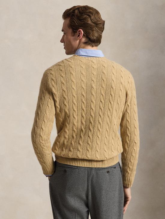 26FW 랄프 로렌 스웨터 라나와 캐시미어 소재의 Maglia, Trecce Cammello - RALPH LAUREN