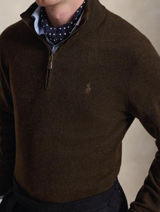 26FW 랄프 로렌 스웨터 Lana Marrone의 Maglia con Mezza 집업 - RALPH LAUREN
