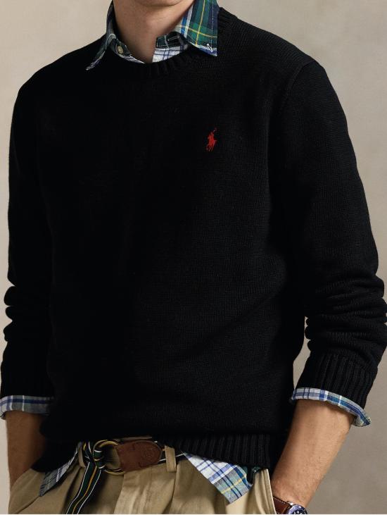 26FW 랄프 로렌 스웨터 코톤 레귤러 핏 Nero의 Maglia Girocollo - RALPH LAUREN
