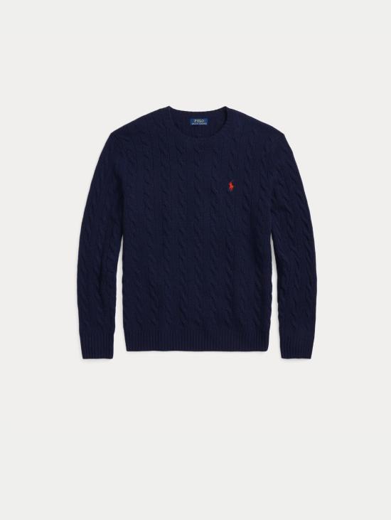 26FW 랄프 로렌 스웨터 Misto Cashmere a Trecce Blu 소재의 Maglia Girocollo - RALPH LAUREN