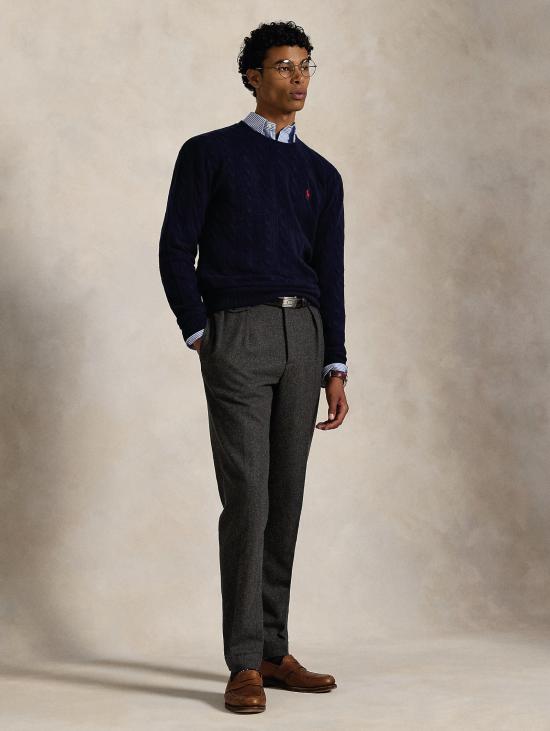 26FW 랄프 로렌 스웨터 Misto Cashmere a Trecce Blu 소재의 Maglia Girocollo - RALPH LAUREN