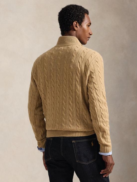 26FW 랄프 로렌 스웨터 Maglia Mezza Zip a Trecce Cammello - RALPH LAUREN