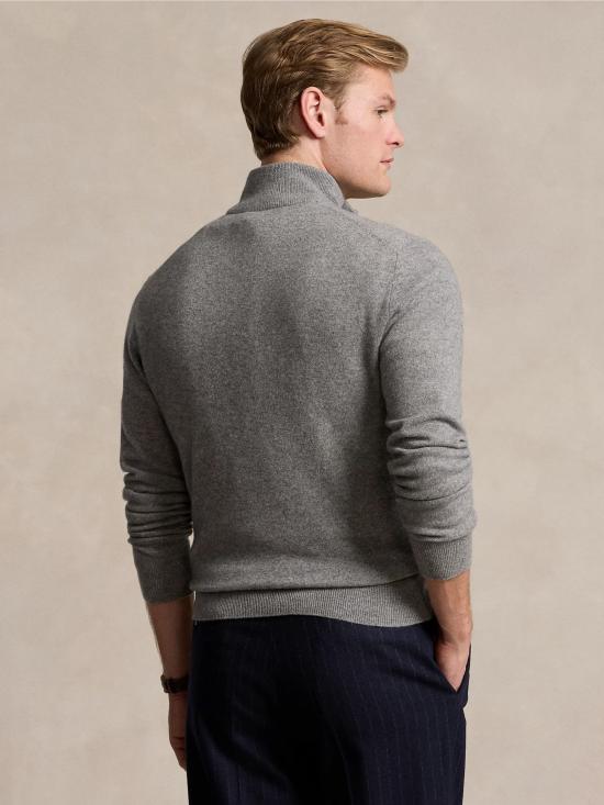 26FW 랄프 로렌 스웨터 라나 그리지오(Lana Grigio) 소재의 Maglia con Mezza 지퍼 - RALPH LAUREN