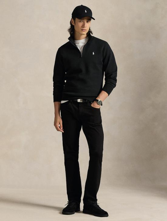 26FW 랄프 로렌 집업 니트 Maglia Doppia con Mezza Zip Nero의 펠파 - RALPH LAUREN
