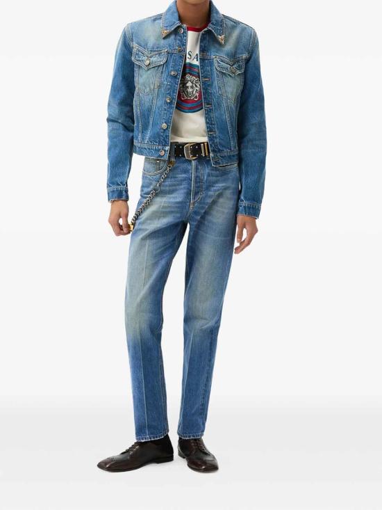 26FW 베르사체 스트레이트 팬츠 1A1840510254441D800 BLUE - VERSACE