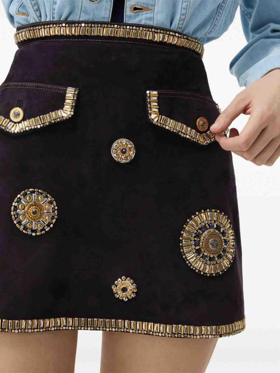 26FW 베르사체 미디 스커트 1A1863310258931US20 BLACK - VERSACE