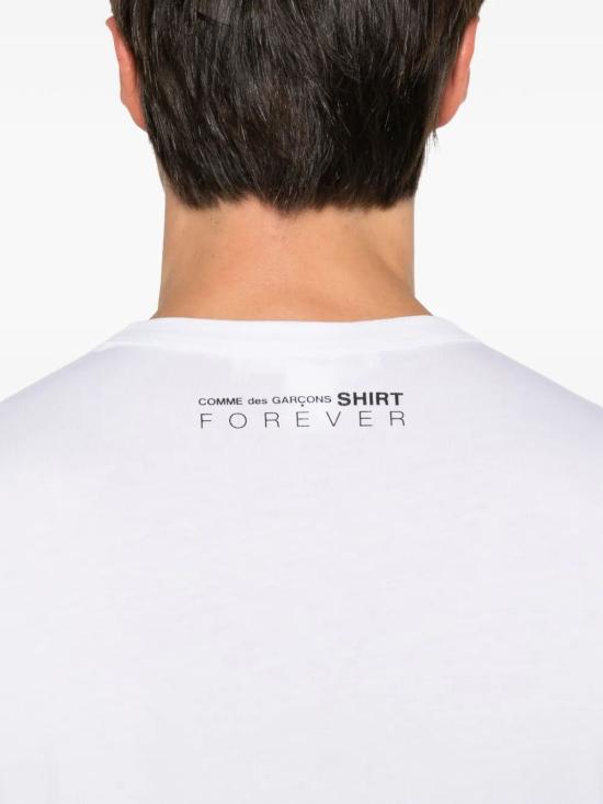 26FW 꼼데가르송 롱슬리브 로고 프린트 티셔츠 FZ T003 PER 4 WHITE - COMME DES GARCONS